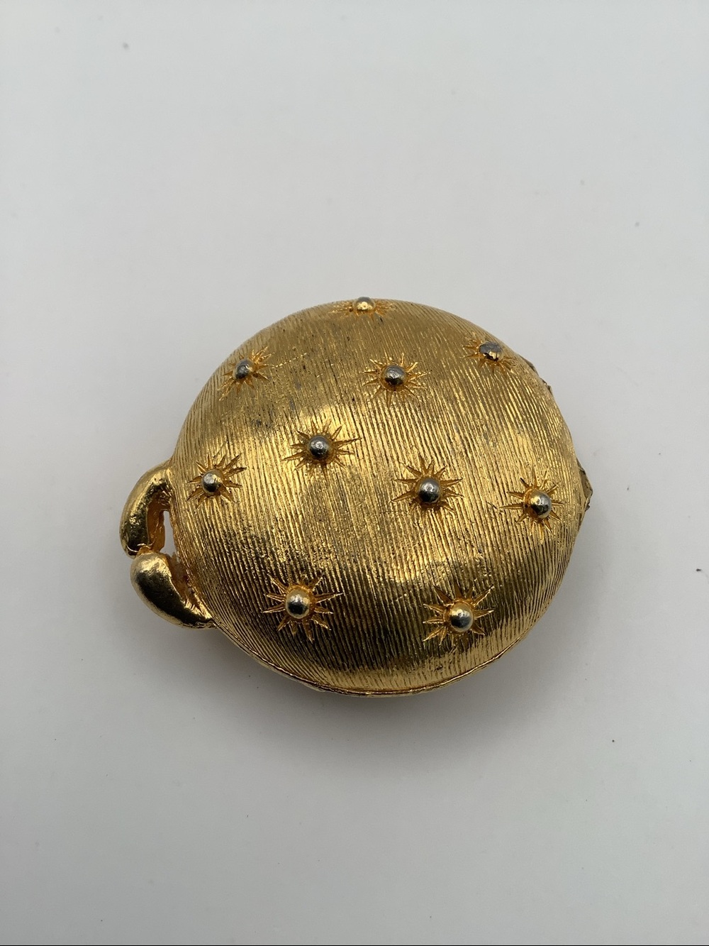 Vintage HOUBIGANT Solid Perfume Gold-toned Starburst Compact
